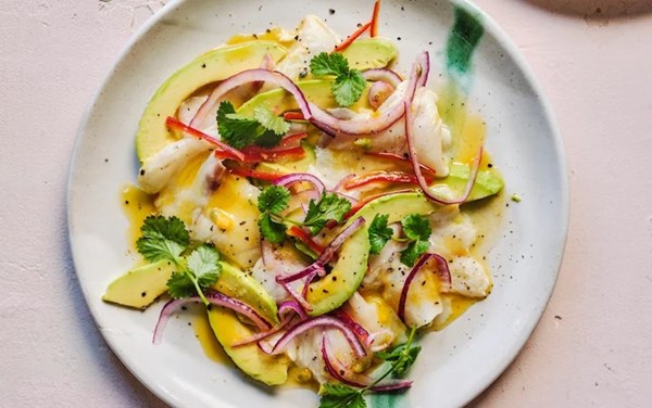 Sea bass and passion fruit ceviche