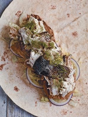 Sea bass burritos