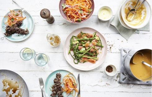 Sea bass ceviche with papaya and avocado