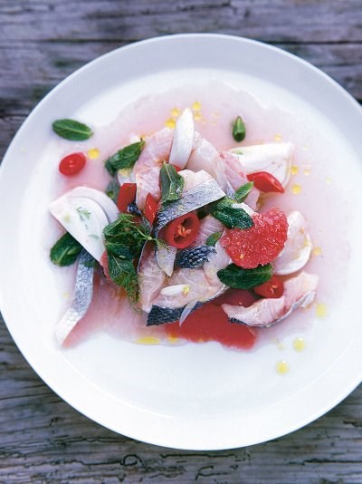 Sea bass, fennel & grapefruit ceviche