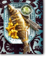 Sea bass with apple and mint