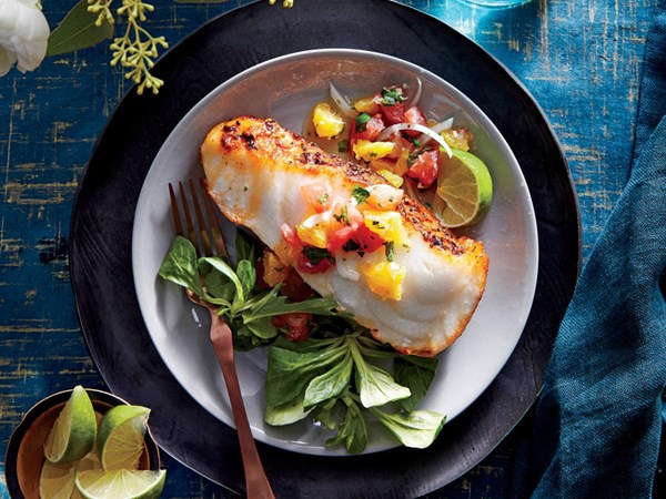 Sea bass with citrus salsa