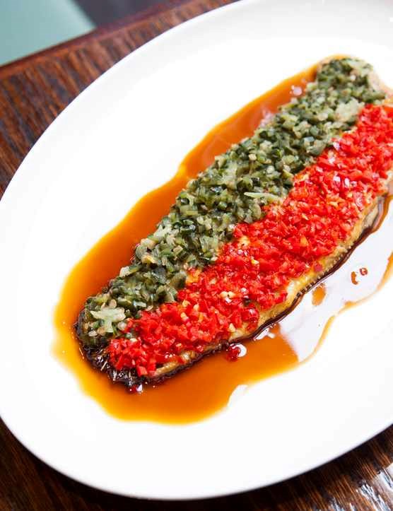 Sea bass with fermented chilli