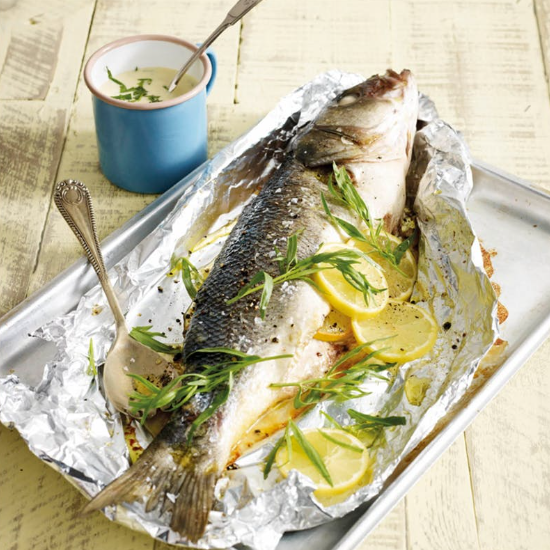 Sea bass with lemon butter sauce