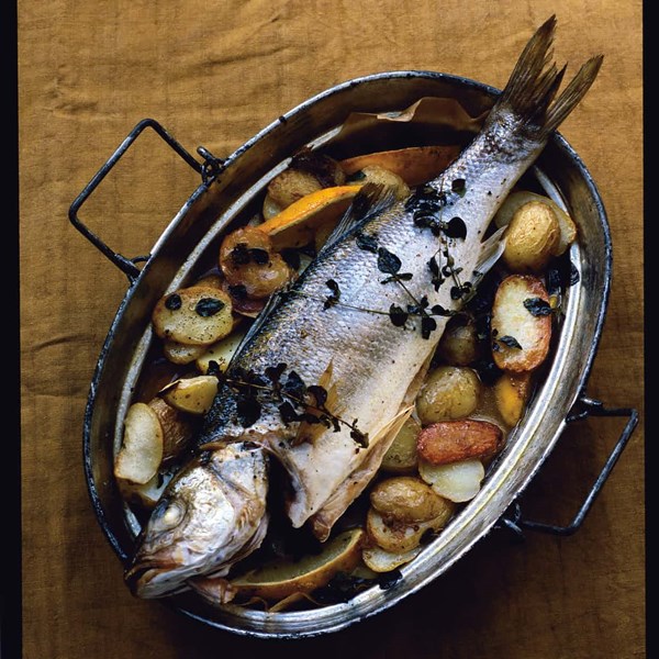  Sea bass with lemon potatoes