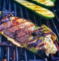 Sea bass wrapped in leek