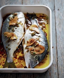 Sea bream fillet with summer pickles of lemon and courgette [zucchini]