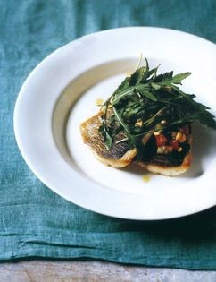 Sea bream with tomato and corn salsa