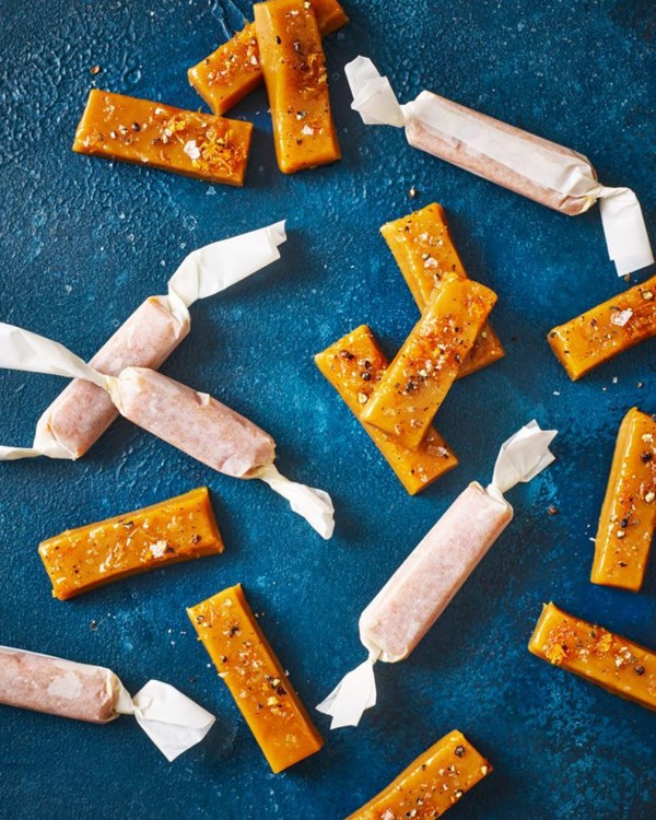 Sea salt, grapefruit and black pepper caramels 