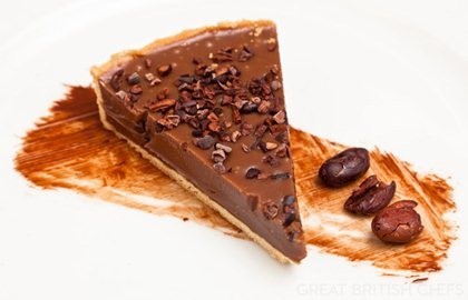 Sea-salted caramel tart with Javanese milk chocolate