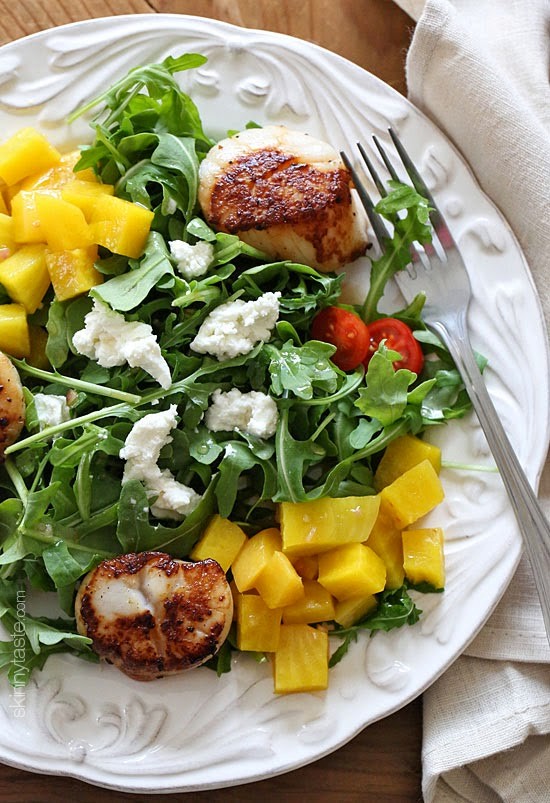 Sea scallops arugula and beet salad