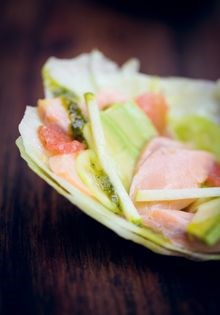 Sea trout wrap/mustard vinaigrette