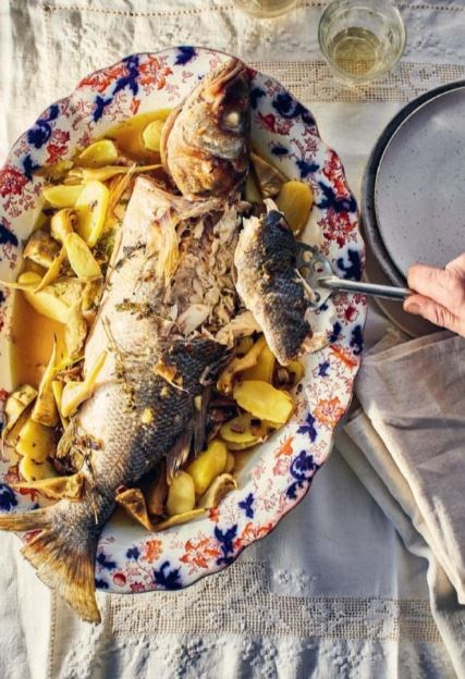 Seabass with porcini, artichokes and vermouth