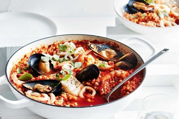 Seafood & tomato fregola