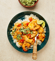 Seafood and plantain coconut milk curry