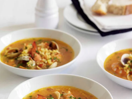 Seafood and saffron soup
