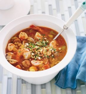 Seafood caldo with chorizo