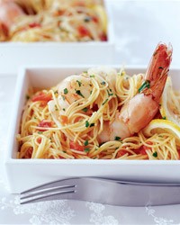 Seafood capellini with saffron