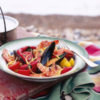 Seafood, charred pepper and preserved lemon salad