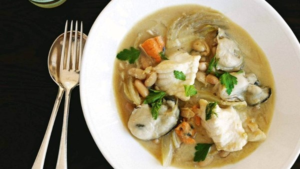 Seafood, fennel and bean stew