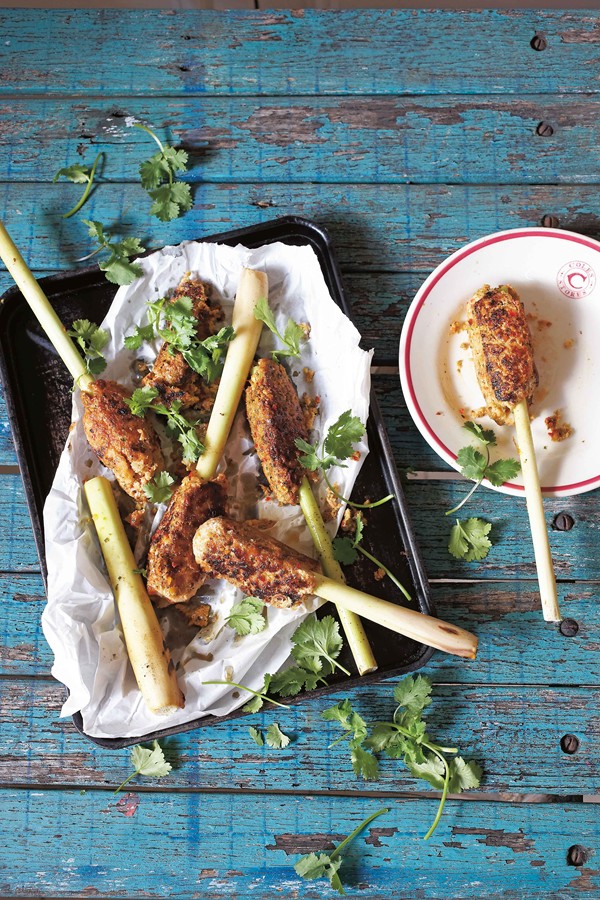 Seafood lemongrass skewers