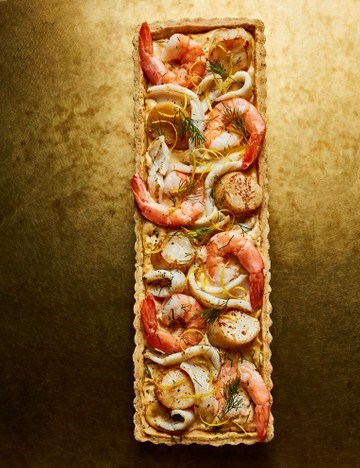Seafood platter tart