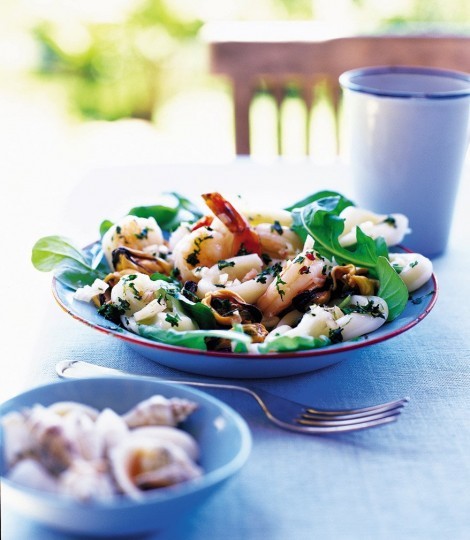 Seafood salad with lime and chilli salsa