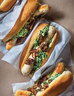 Seafood sausage hot dog