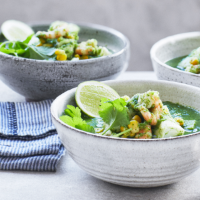 Seafood soup with jalapeno, coriander & lime