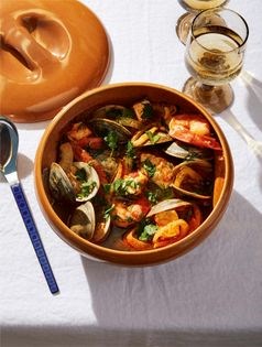 Seafood stew with toasted coriander and harissa