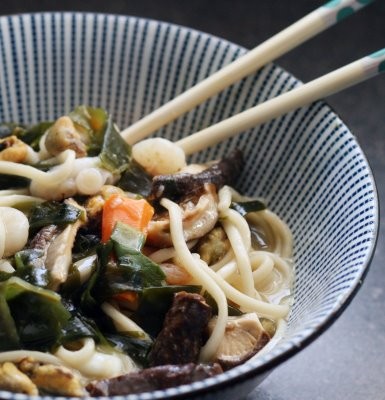 Seafood udon soup