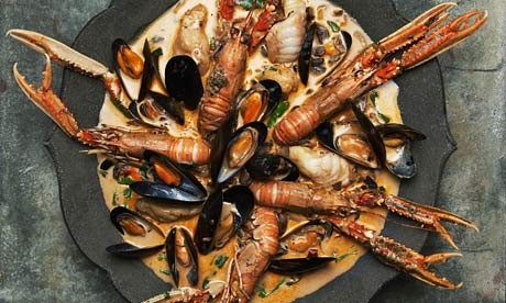 Seafood with mushrooms and chipotle