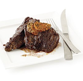 Sear-roasted sirloin tip steaks with Café de Paris butter
