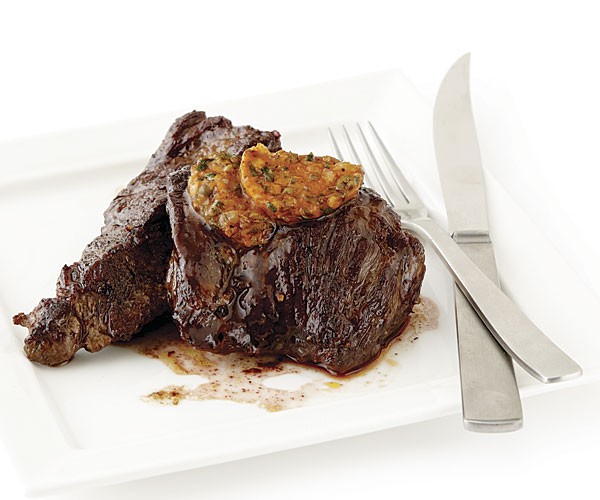 Sear-roasted sirloin tip steaks with Café de Paris butter