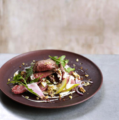 Seared beef salad with pears