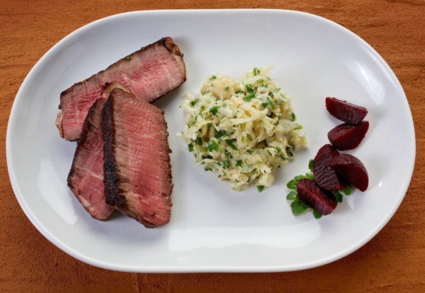Seared beef with celeriac salad