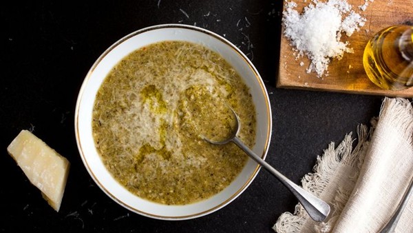 Seared broccoli and potato soup