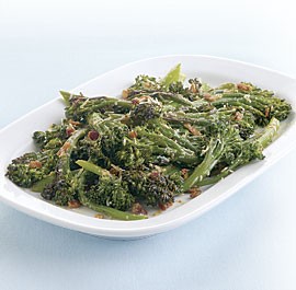 Seared broccolini with bacon and Parmigiano