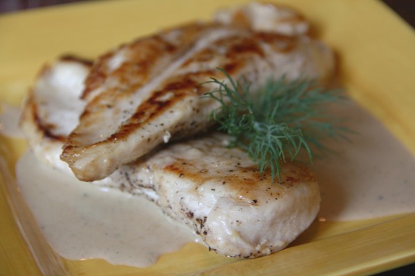 Seared chicken cutlets with tarragon-mustard cream sauce