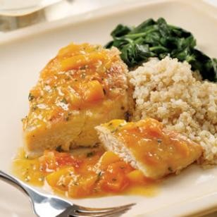 Seared chicken with apricot sauce