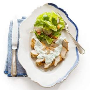 Seared chicken with lemon-herb cream sauce