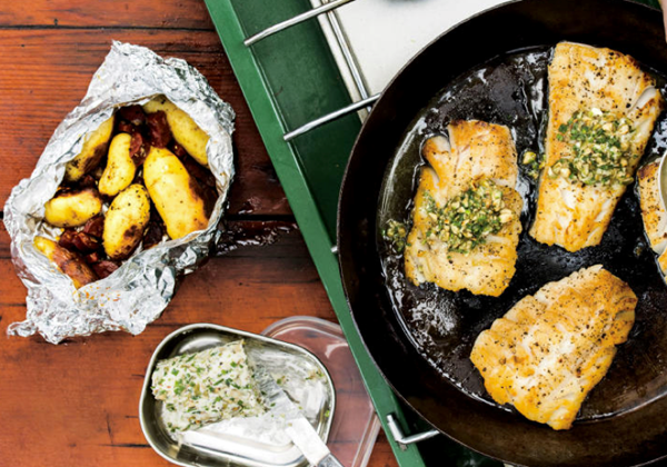 Seared cod with potato and chorizo hobo packs