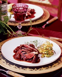 Seared duck with fig sauce