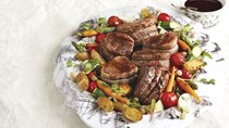 Seared filet mignon with red-wine mushroom sauce