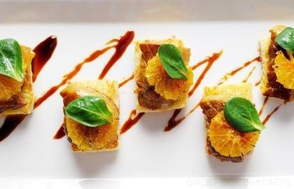 Seared foie gras on toasted brioche with caramelised orange
