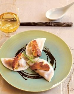 Seared foie gras with foie gras soup dumplings