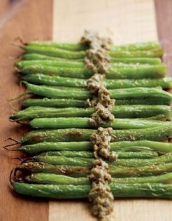 Seared French beans with caper bagna cauda