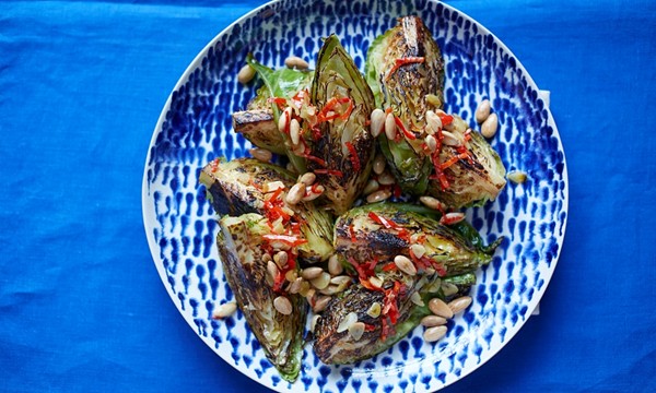 Seared hispi cabbage with chilli and almonds