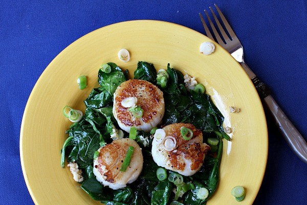 Seared jumbo scallops
