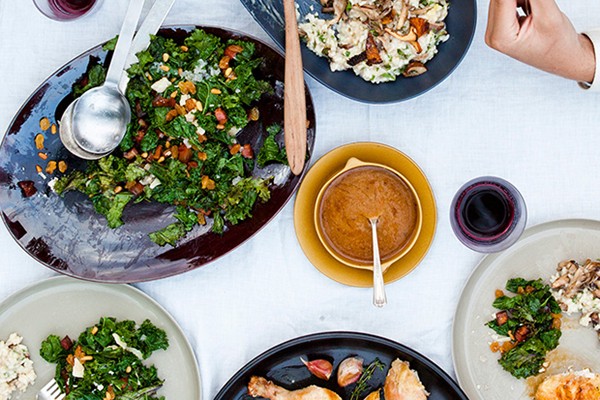 Seared kale salad with brown butter-toasted pine nuts and smoked bacon